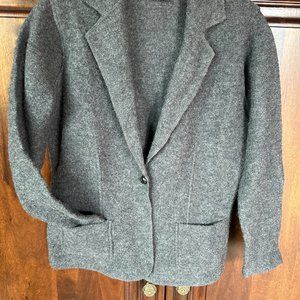 Evan Picone 100% Wool Comfy Sweater Jacket with Pockets Gray
